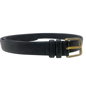 Vintage Neil Martin Mens Genuine Leather Black Textured Belt Brass Buckle Sz 34